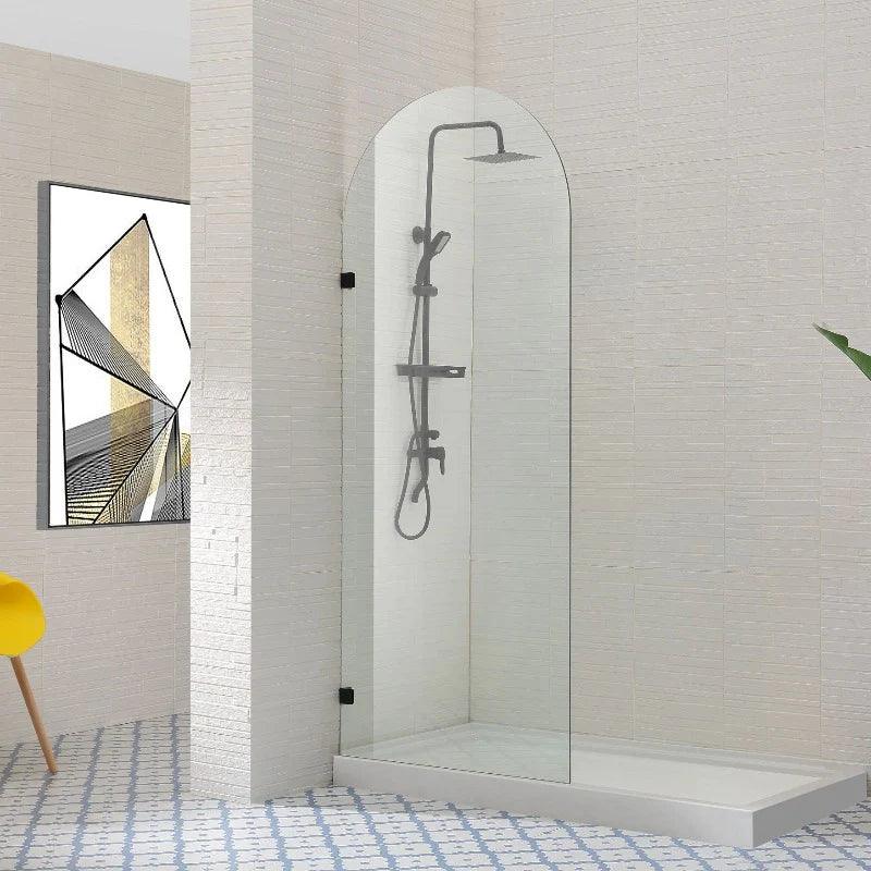 Frameless Arched Fixed Panel Shower Screen Black - Living and Bathroom