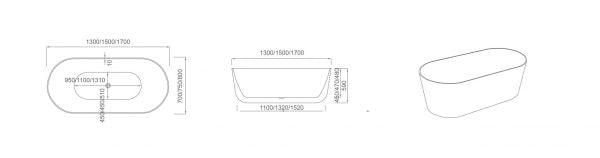 ISEO 1500mm Ultra-Slim Freestanding Gloss White Bathtub - Living and Bathroom