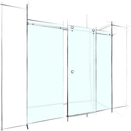 Frameless Adjustable Wall to Wall Sliding Shower Screen Brushed Nickel - Living and Bathroom