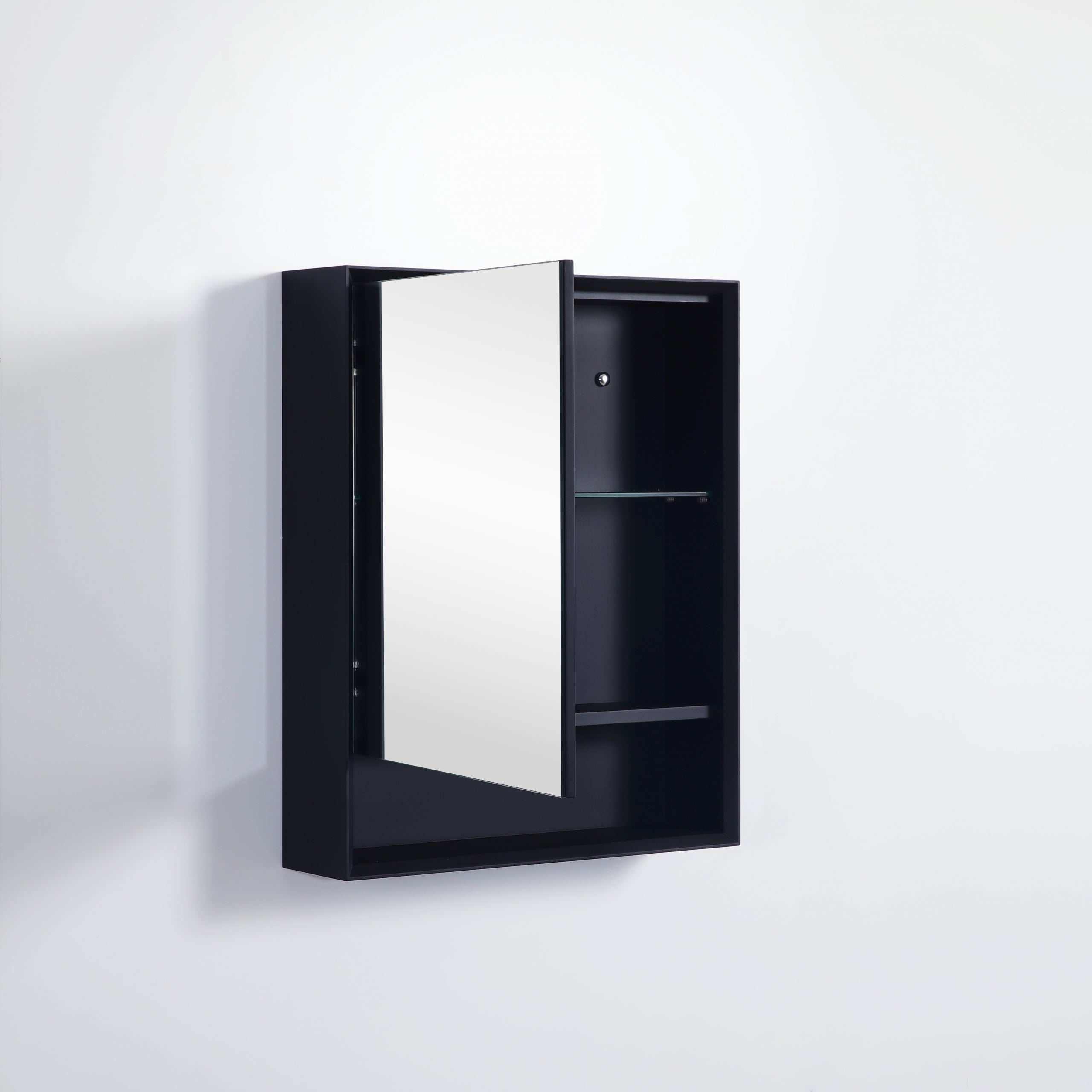 Petra PVC Shaving Cabinet With Open Shelf Matte Black
