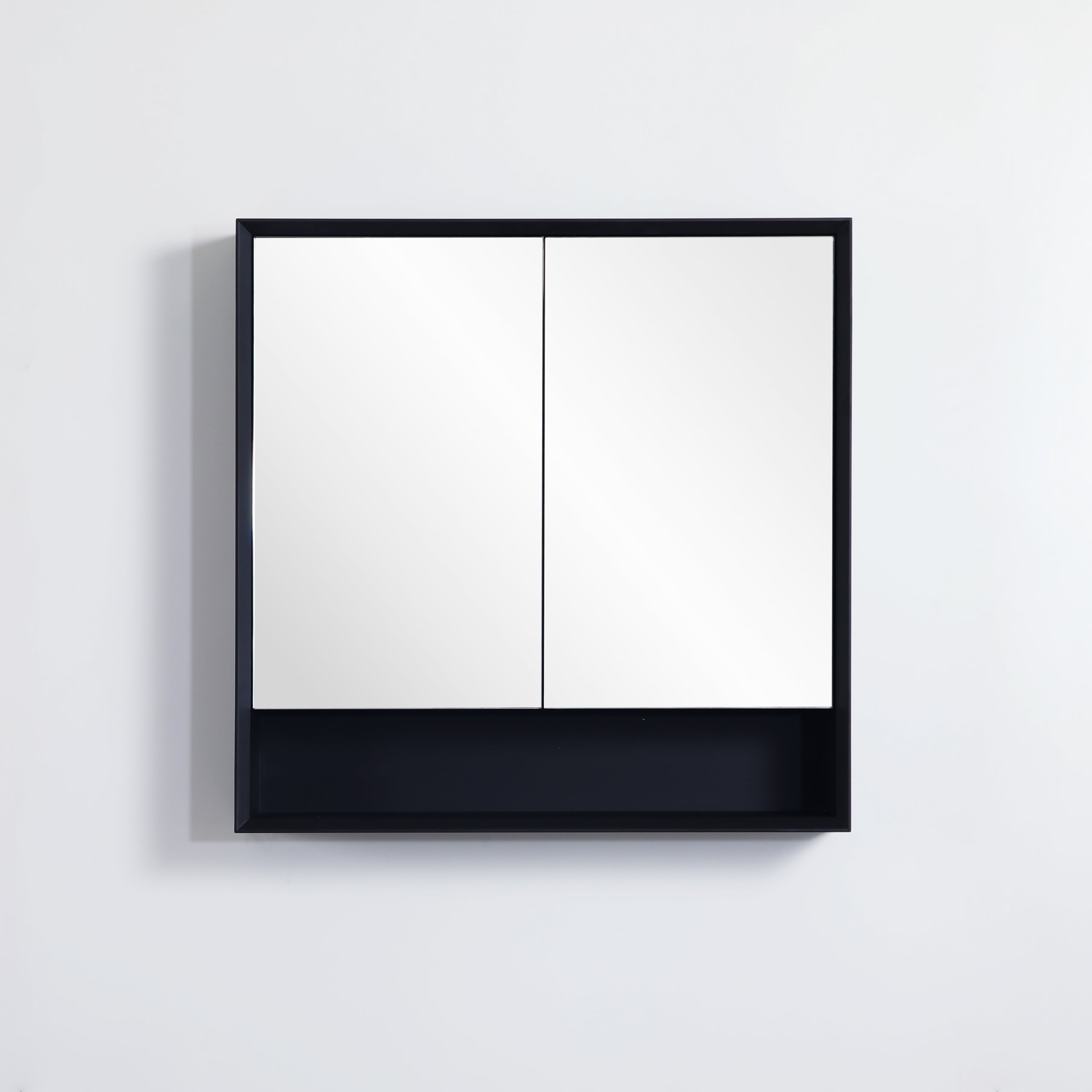 Petra PVC Shaving Cabinet With Open Shelf Matte Black