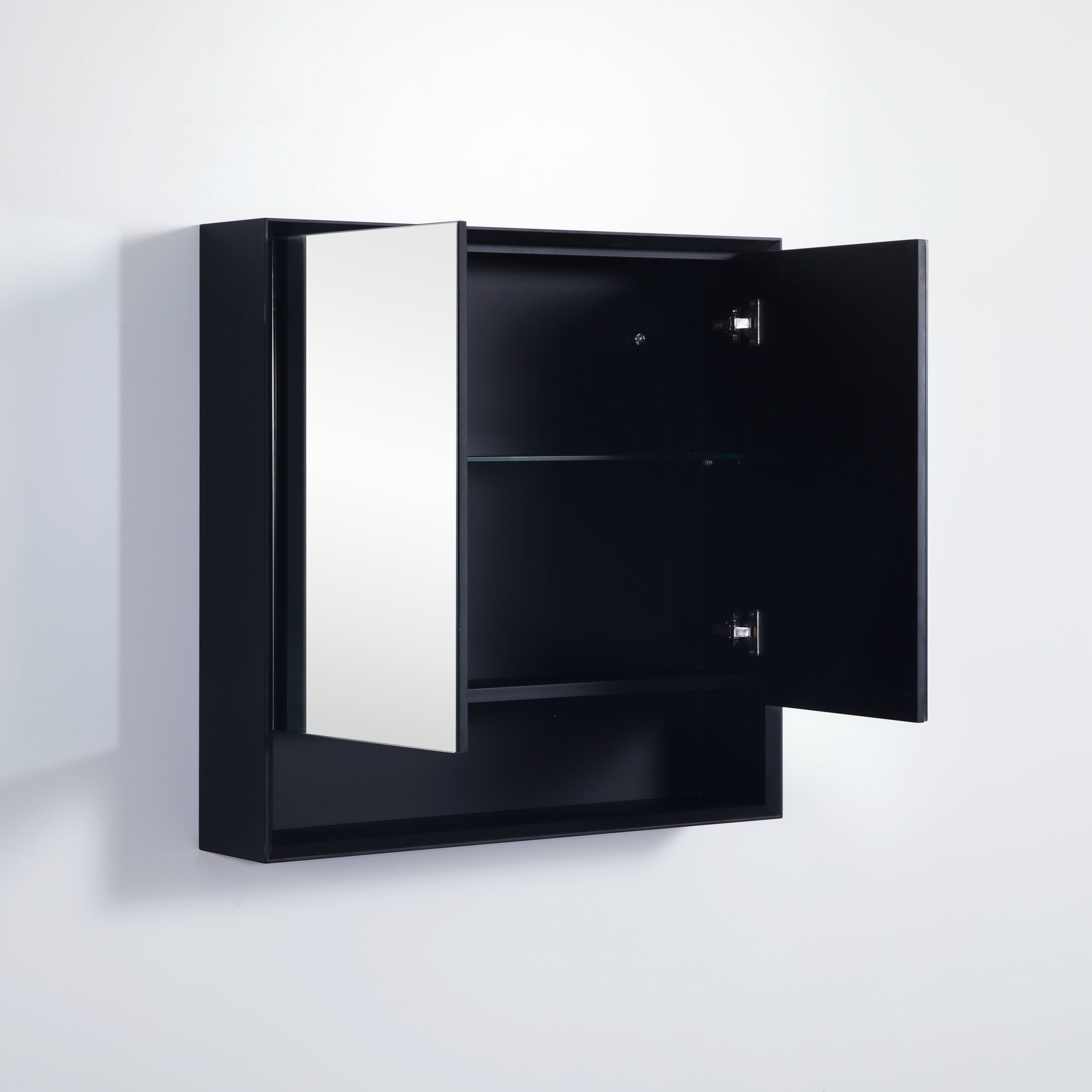 Petra PVC Shaving Cabinet With Open Shelf Matte Black