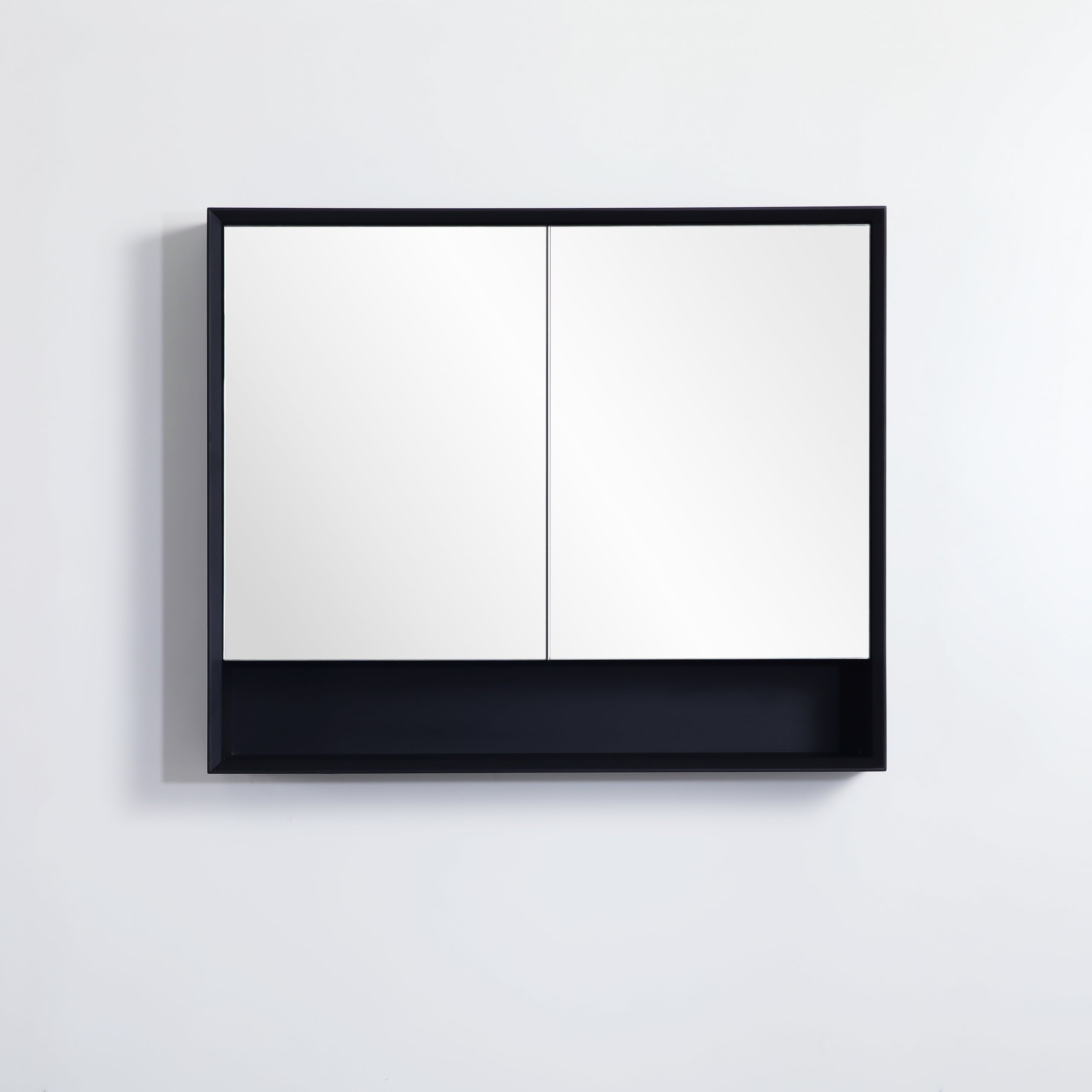 Petra PVC Shaving Cabinet With Open Shelf Matte Black