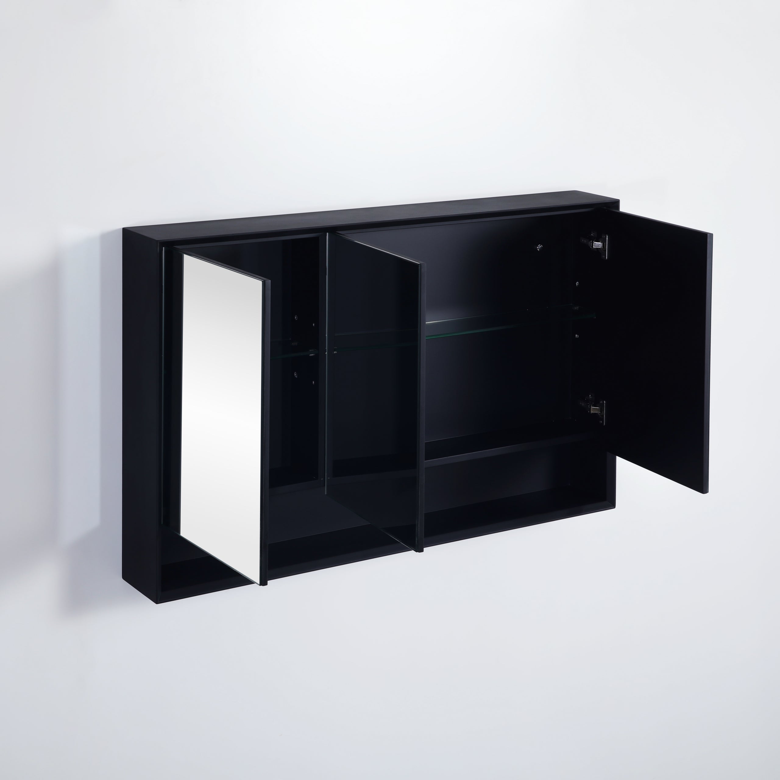 Petra PVC Shaving Cabinet With Open Shelf Matte Black