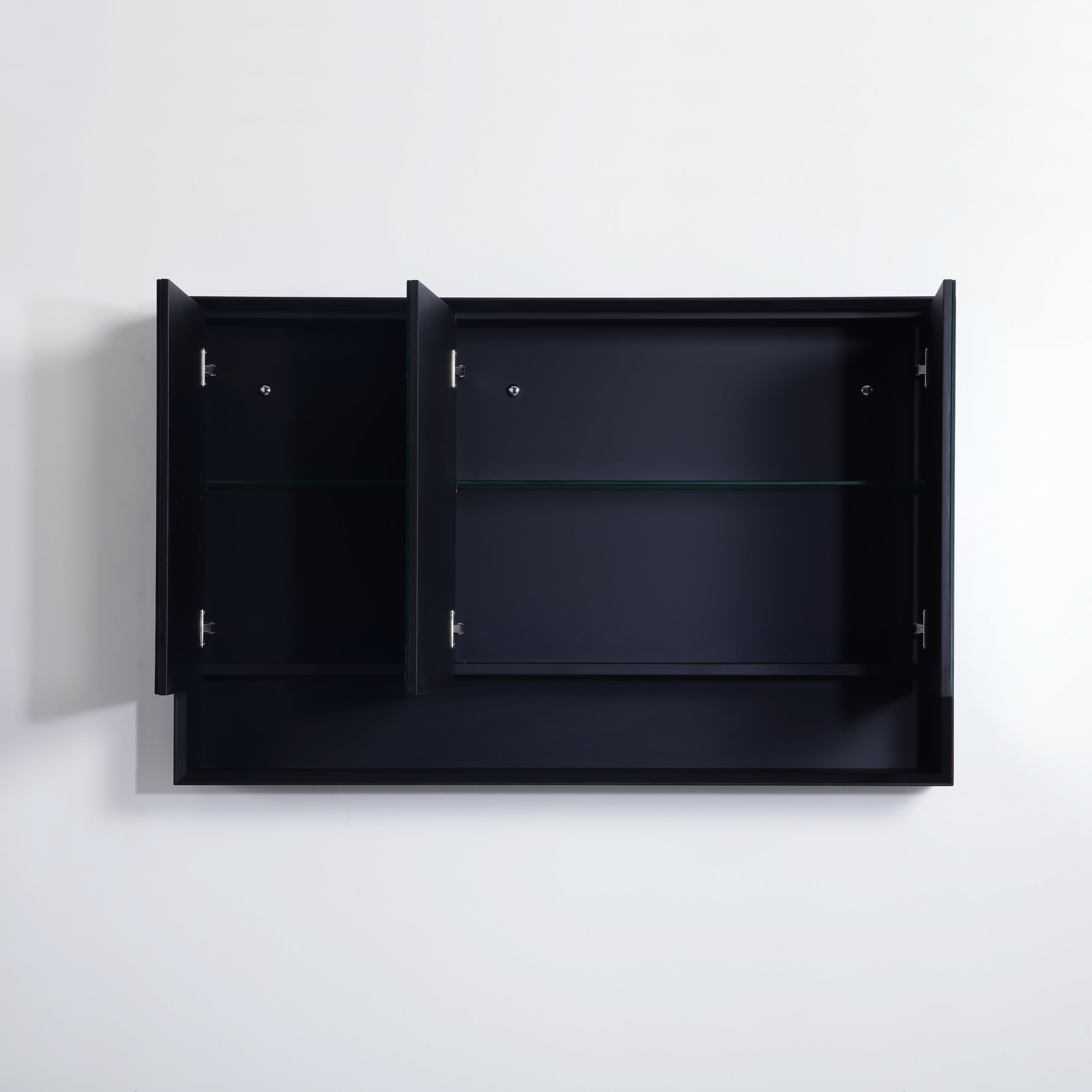 Petra PVC Shaving Cabinet With Open Shelf Matte Black
