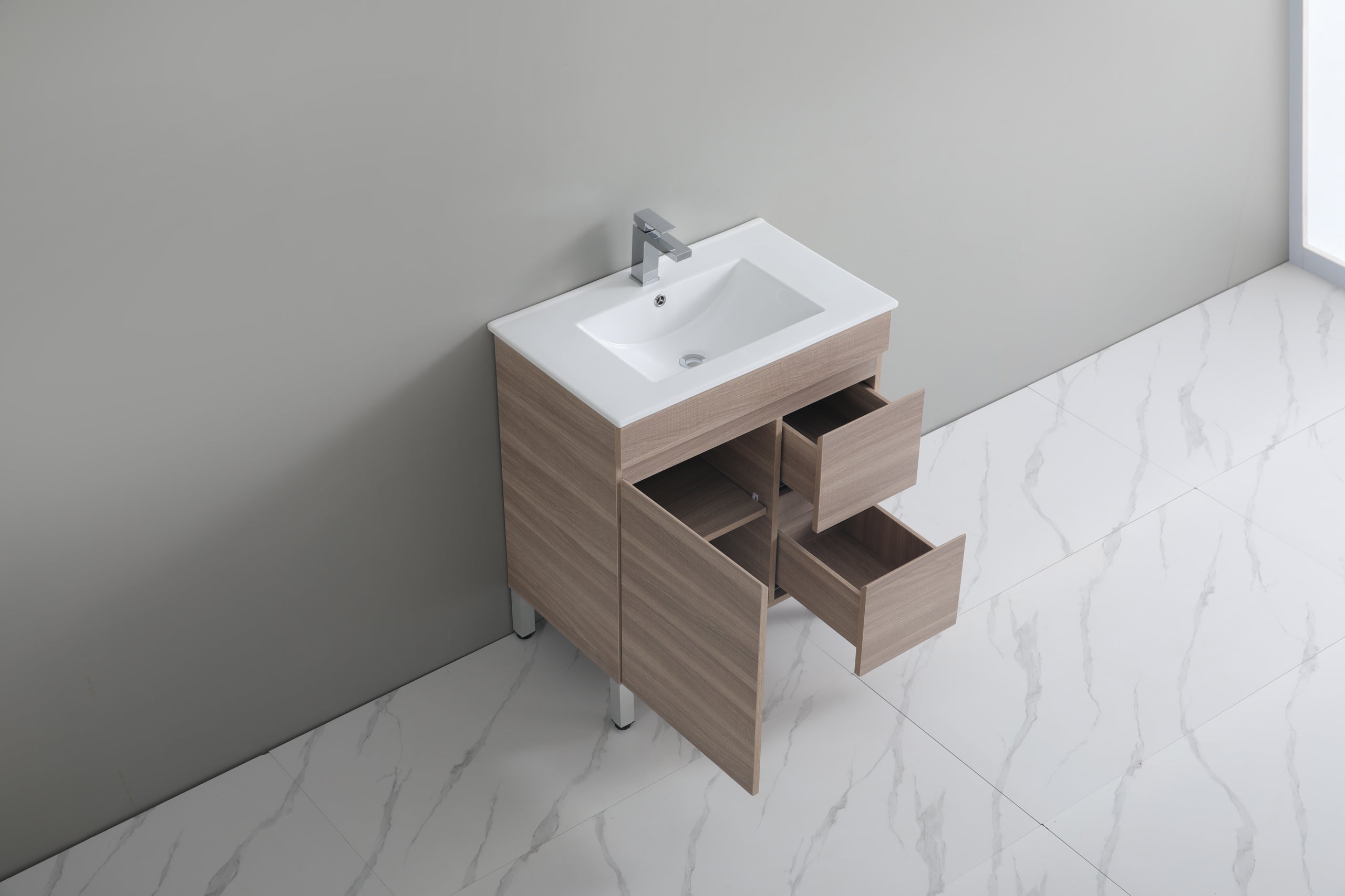 Evie PVC Freestanding Bathroom Vanity Oak