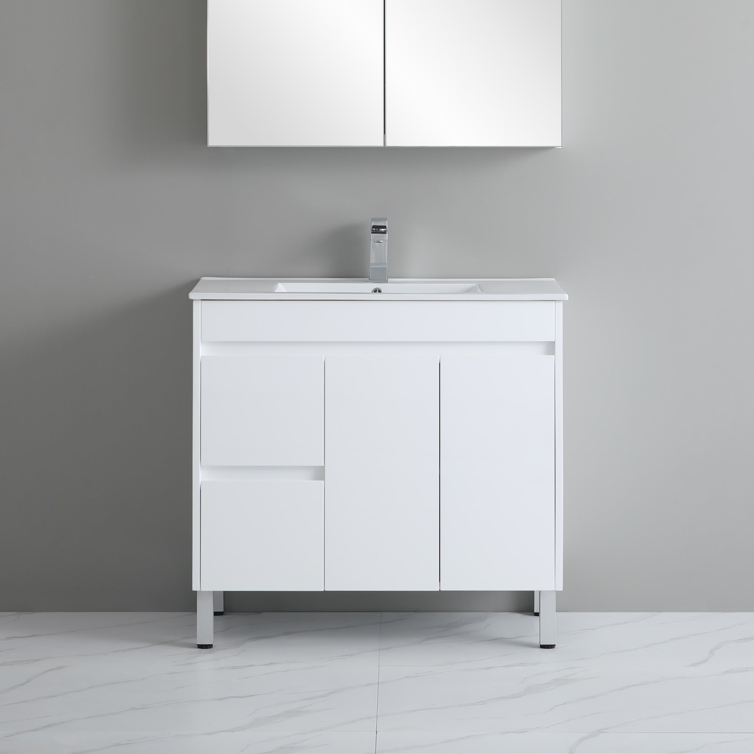 Polar Slimline PVC Waterpoof Free Standing Bathroom Vanity White