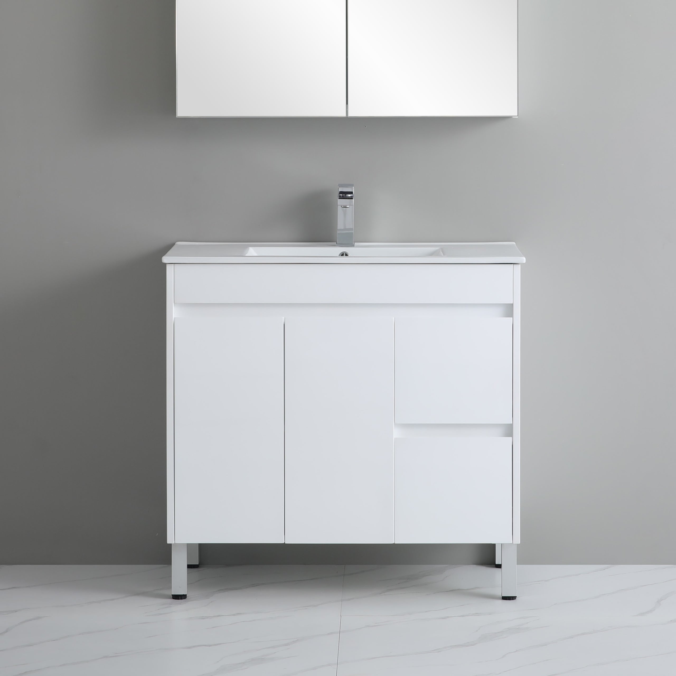 Polar Slimline PVC Waterpoof Free Standing Bathroom Vanity White