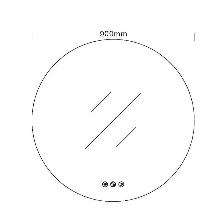 Luna LED Round Mirror 900mm - with Adjustable LED Lighting