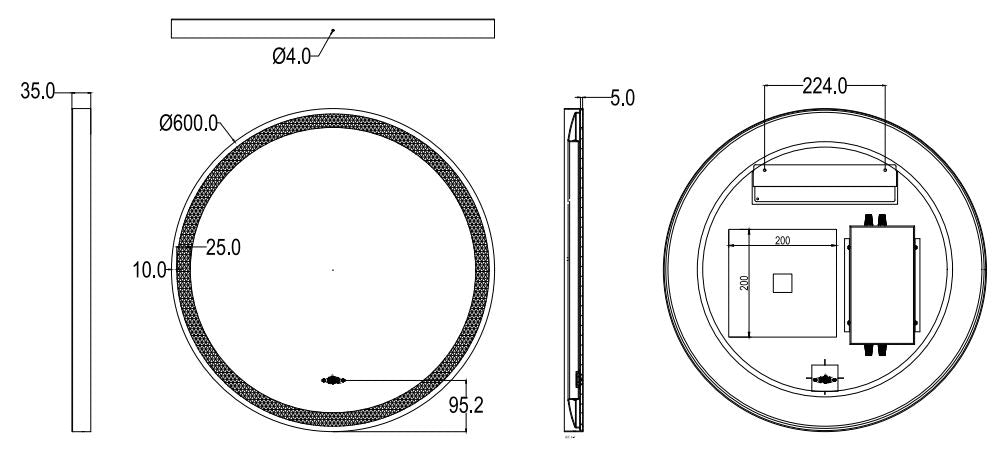 Luna 600mm Round Iron Framed LED Mirror
