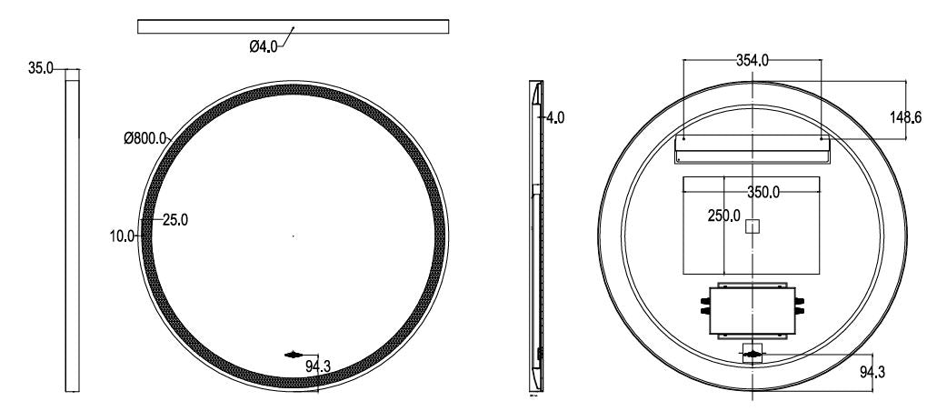 Luna 800mm Round Iron Framed LED Mirror