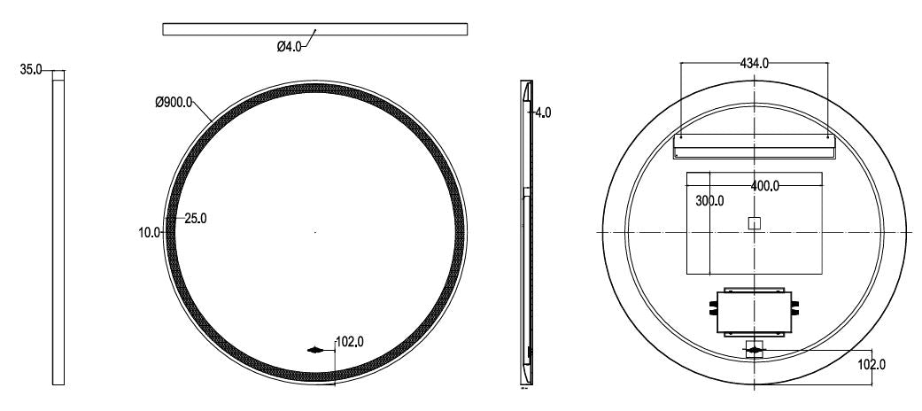 Luna 900mm Round Iron Framed LED Mirror