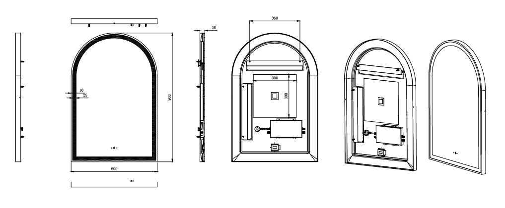 Aura 600mm Arch Iron Framed LED Mirror