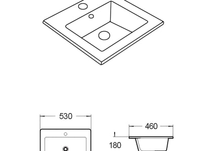 Crete Insert Basin Tap Hole 530*460*180 Gloss white