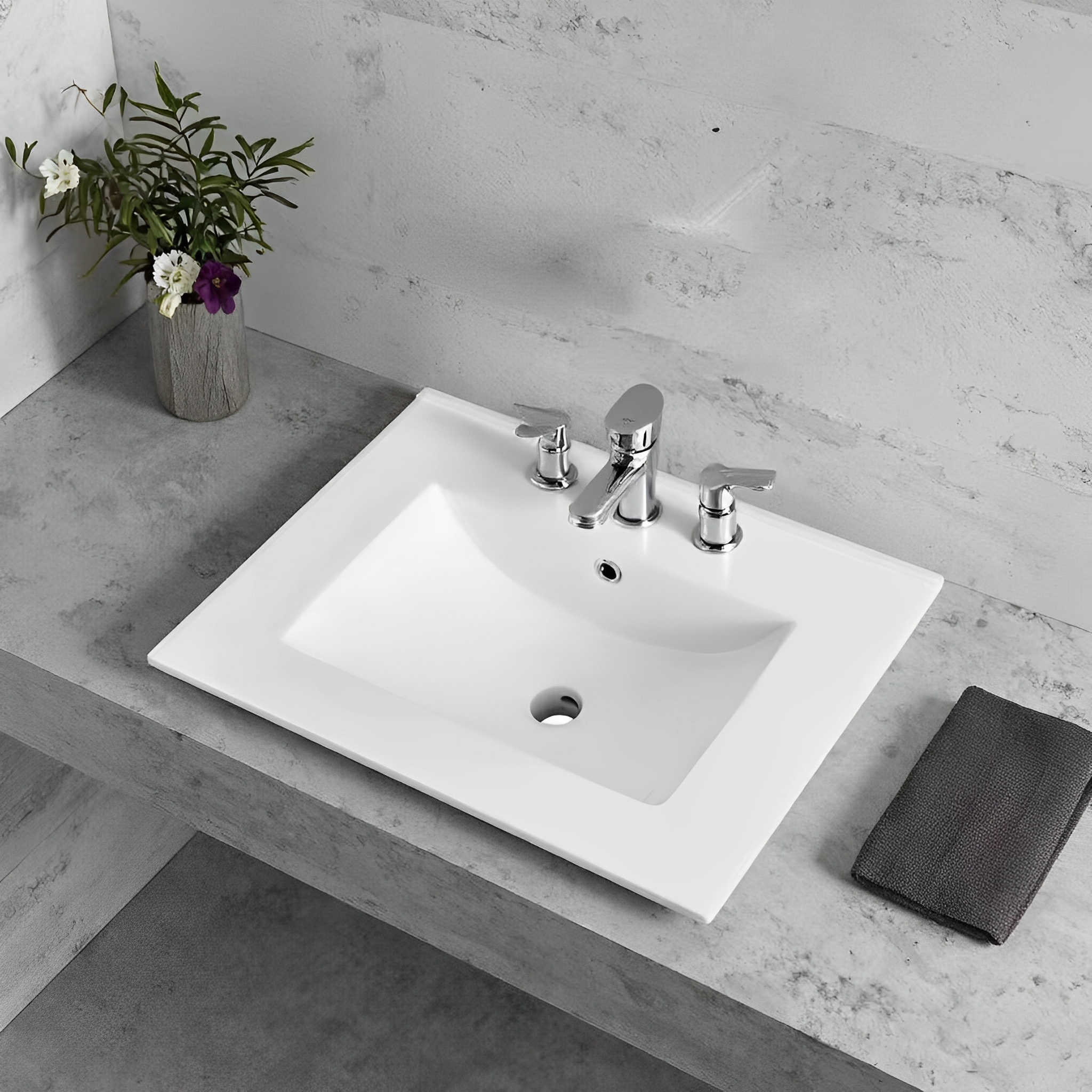 Standard Ceramic Counter Top Basin Gloss white