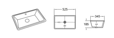 Crete Under Counter Basin 525*345*185 Gloss White