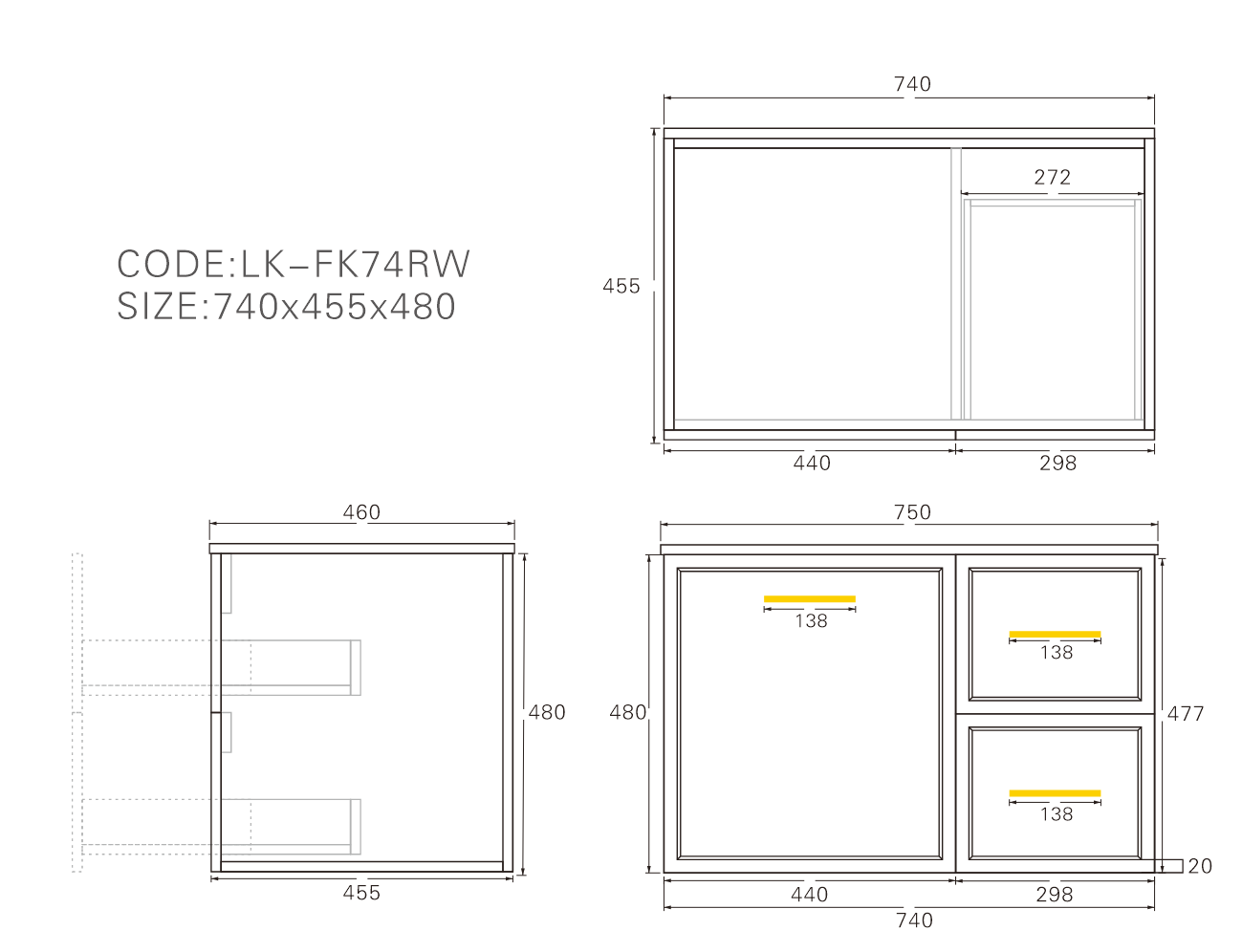 Kingsley Federation Wall Hung PVC Cabinet Matte Grey