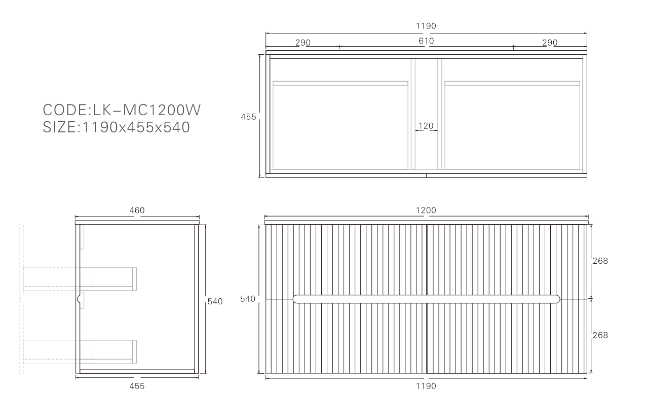 Cabarita Modern Fluted Wall Hung PVC Cabinet Matte White