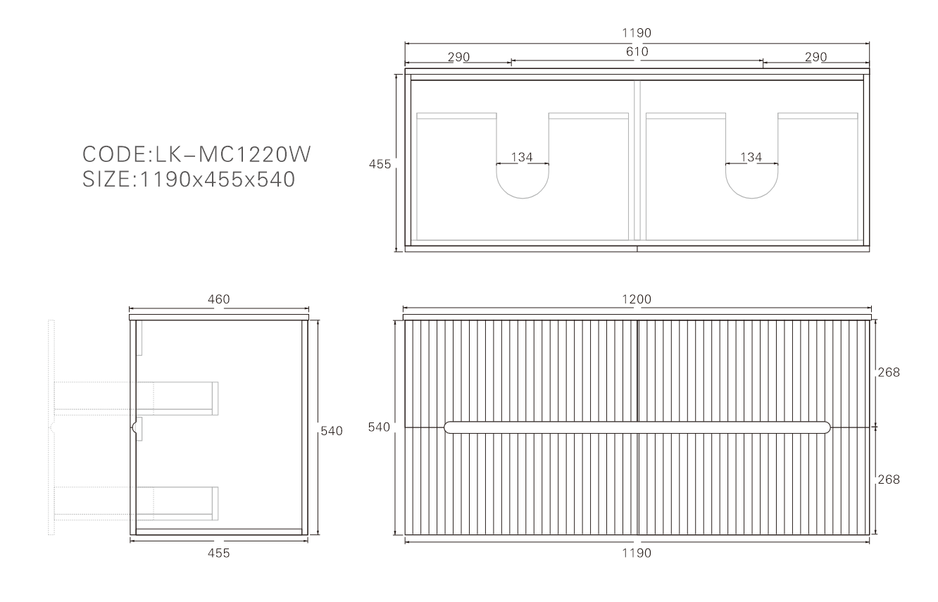 Cabarita Morden Wall Hung PVC Cabinet Matte Black
