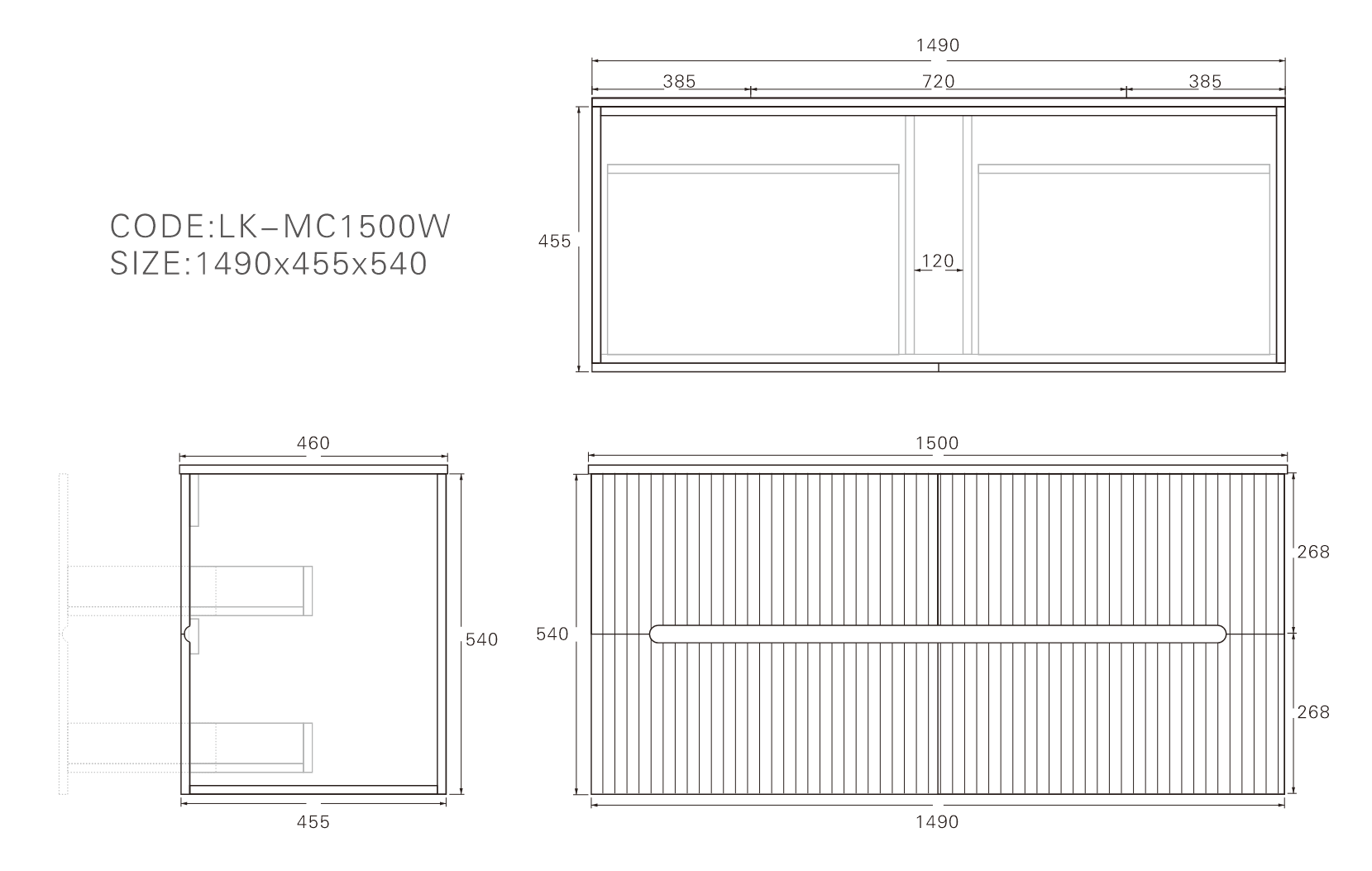 Cabarita Morden Wall Hung PVC Cabinet Matte Black