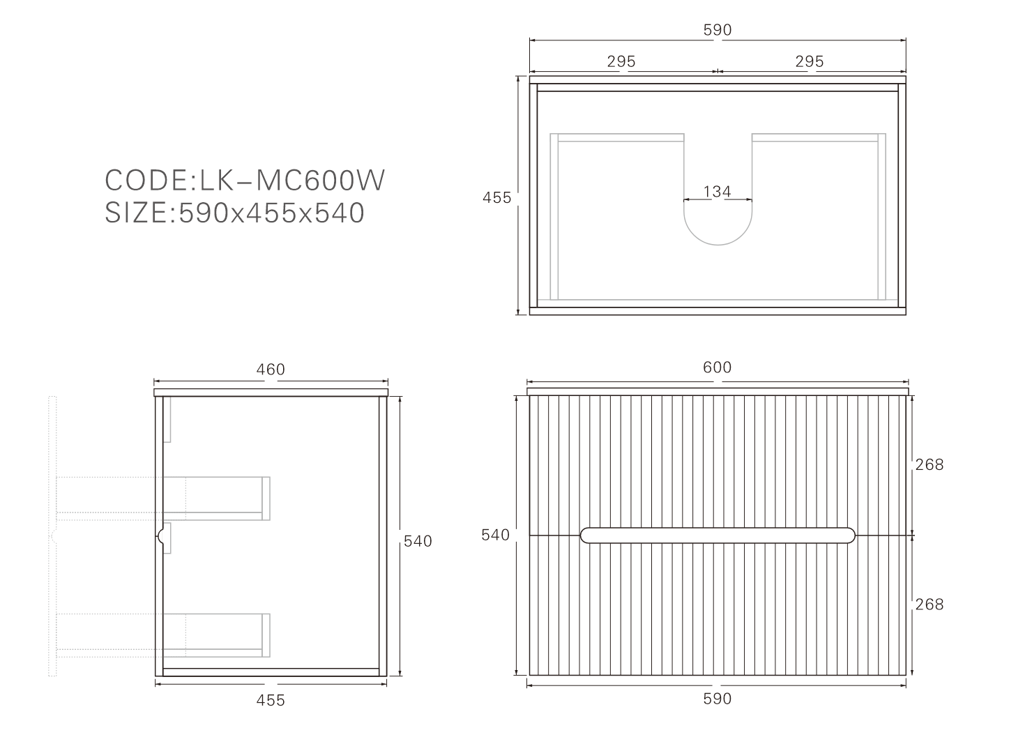 Cabarita Modern Fluted Wall Hung PVC Cabinet Matte White