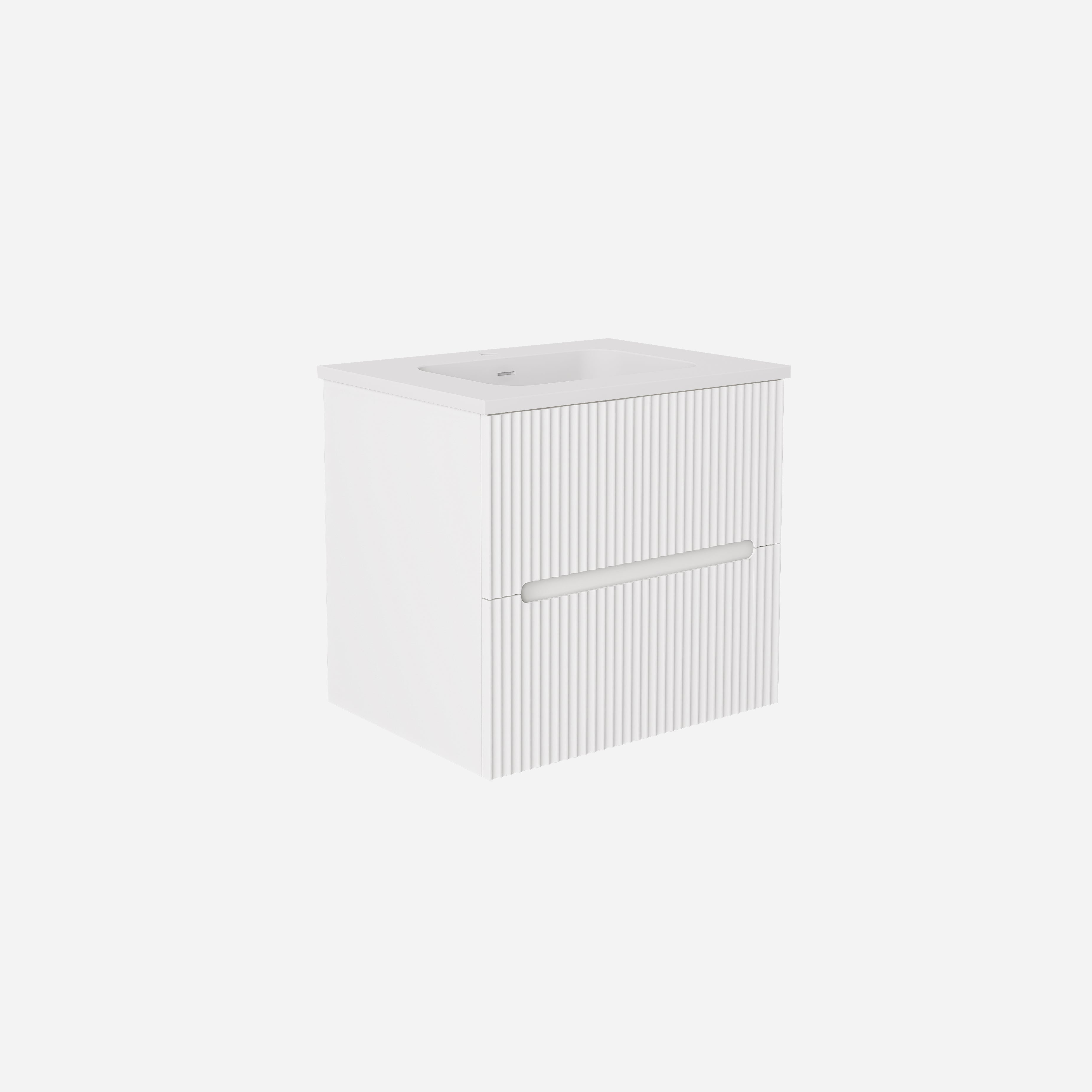 Cabarita Modern Fluted Wall Hung PVC Cabinet Matte White