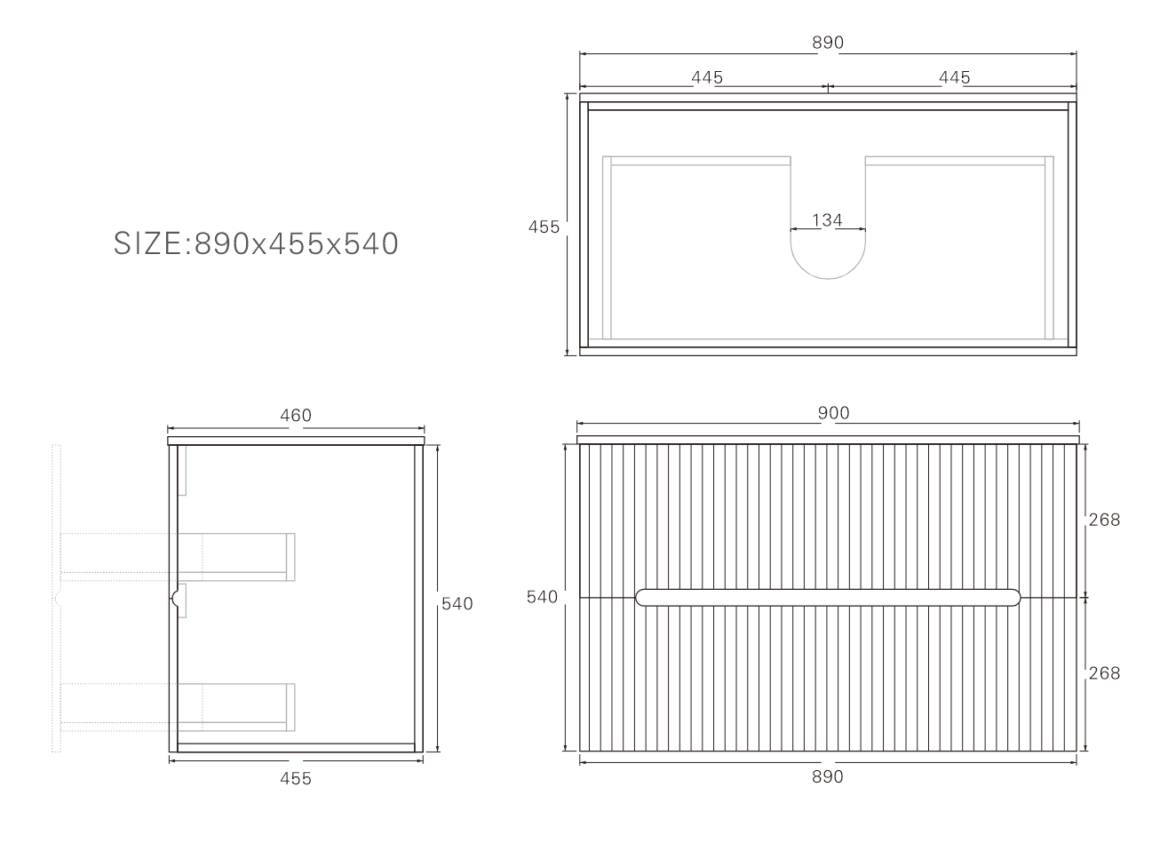 Cabarita Modern Fluted Wall Hung PVC Cabinet Matte White