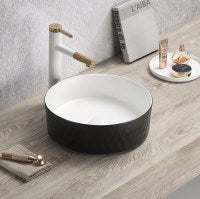 Ollia Diamond Above Counter Basin 360*360*120 Matt black outside,matt white inside