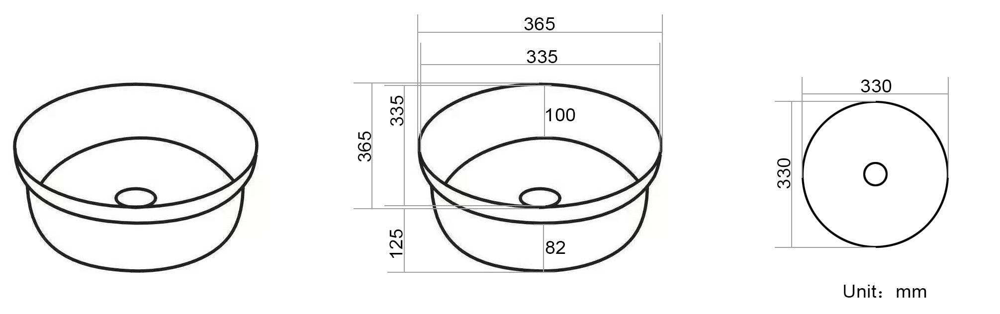 Olley Insert Art Basin 365*365*125 Matte white