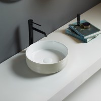 Ollia Above Counter Basin 345*345*115 Gloss white with clay Line Art Pattern