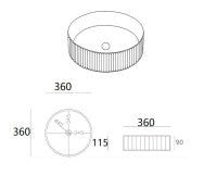 Olley Fluted Art Basin 360*360*115 Gloss White