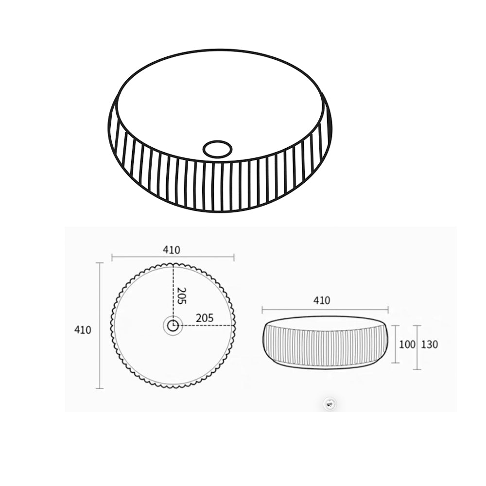 Olley Fluted Art Basin 360*360*115 Gloss Black