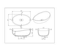 Waverton solid surface stone Above Counter Basin 600*370*190mm Matt White