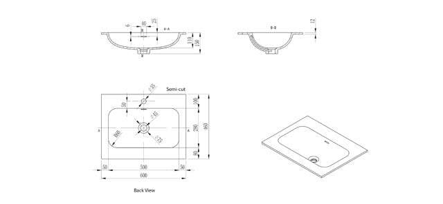 Solid Surface Stone with integrated Basin Matte Black