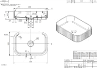 Japser Fluted Solid surface Above Counter Basin 500*350*120mm Matte Black