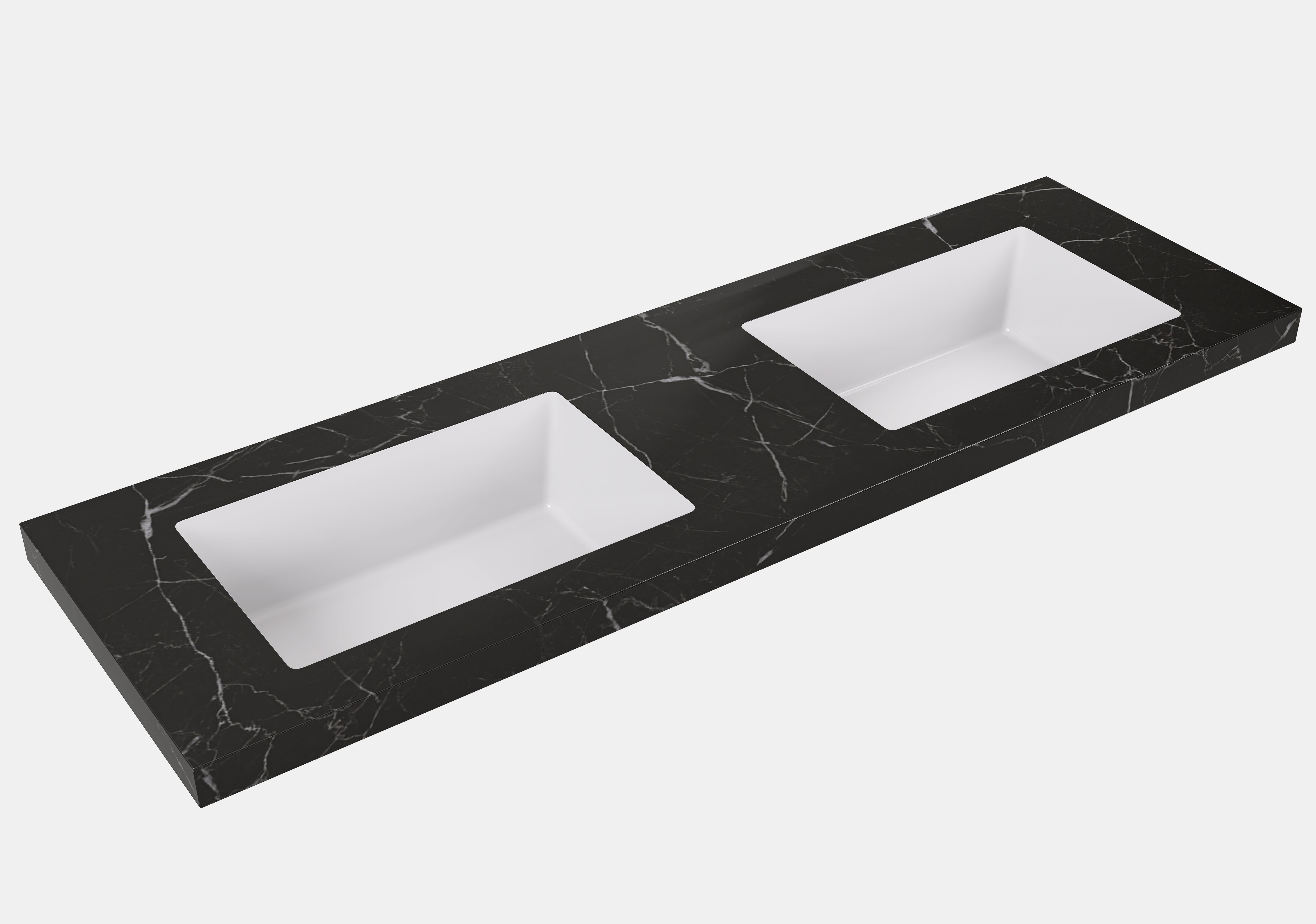 Calacatta Night Black Undermount Sintered Stone Top With Seamless Ceramic Basin Without Tap Hole