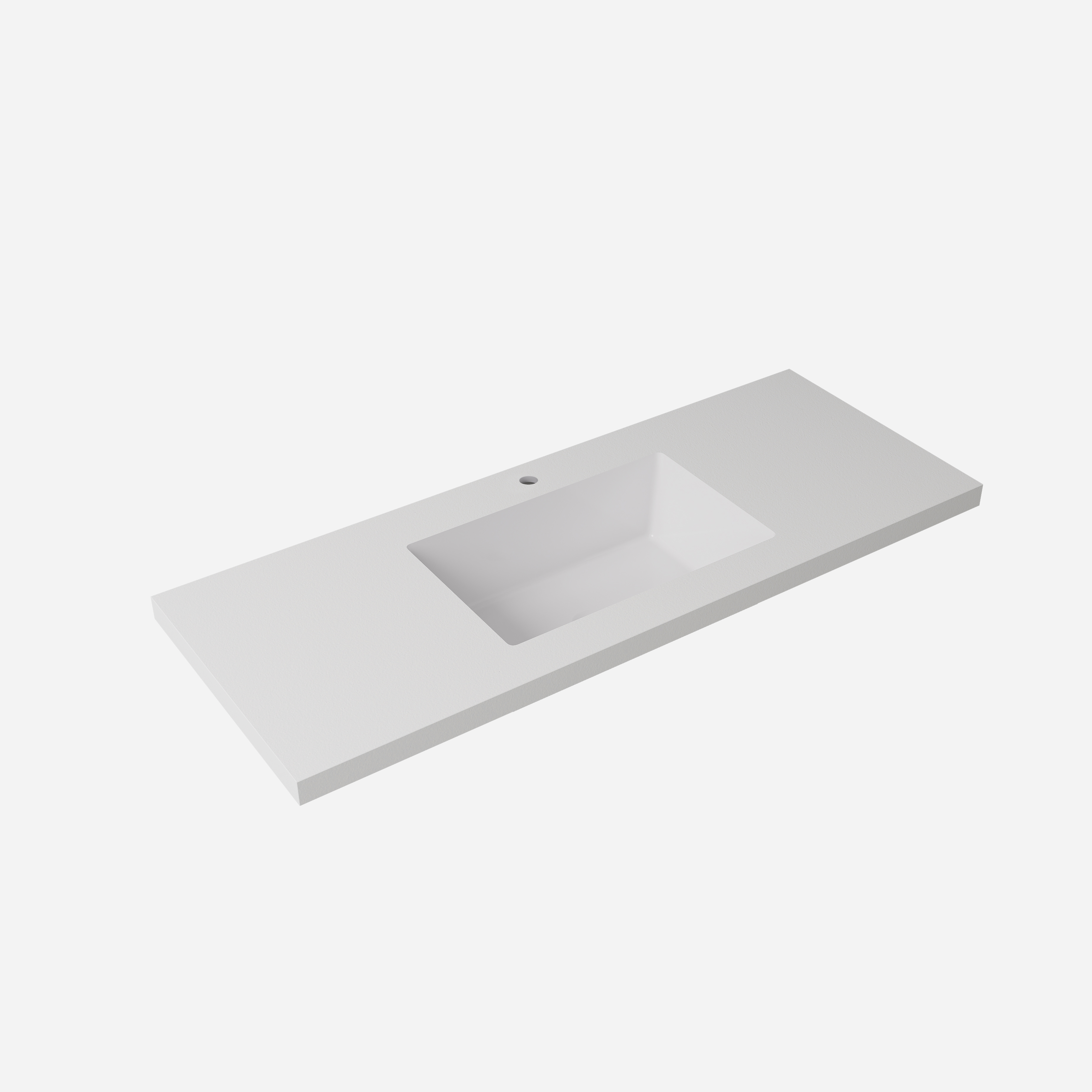 Plain White Undermount Sintered Stone Top With Seamless Ceramic Basin With Tap Hole