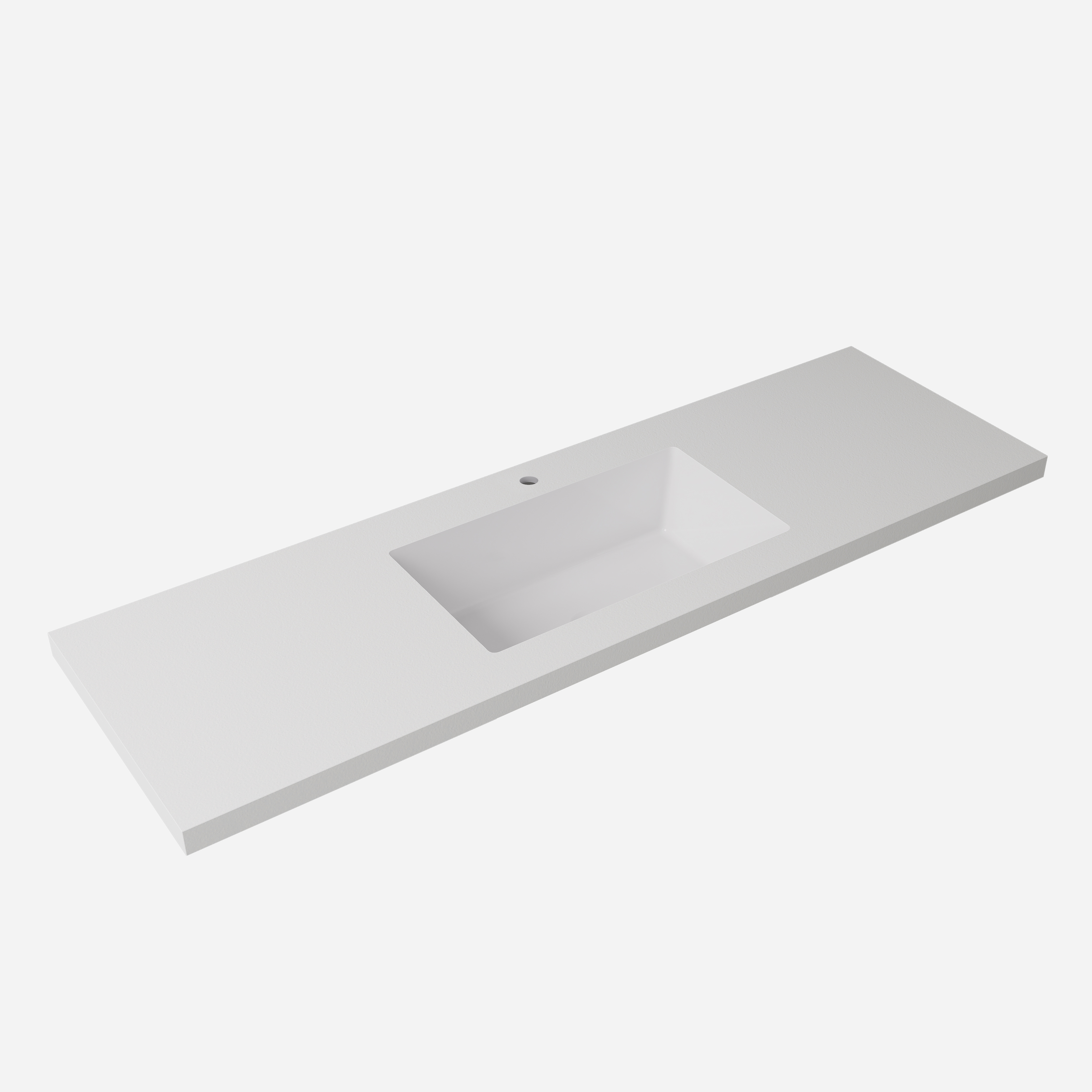 Plain White Undermount Sintered Stone Top With Seamless Ceramic Basin With Tap Hole