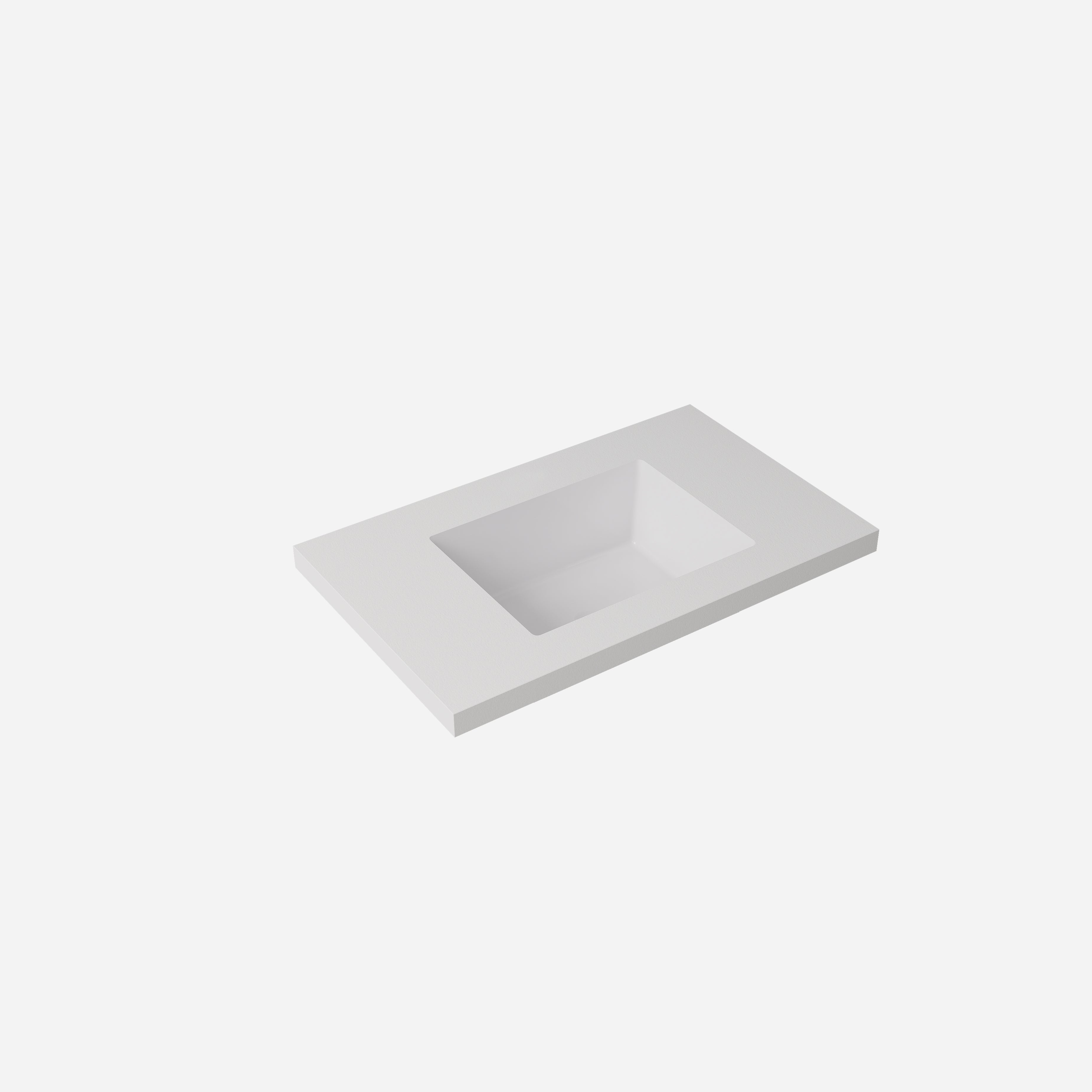 Plain White Undermount Sintered Stone Top With Seamless Ceramic Basin Without Tap Hole