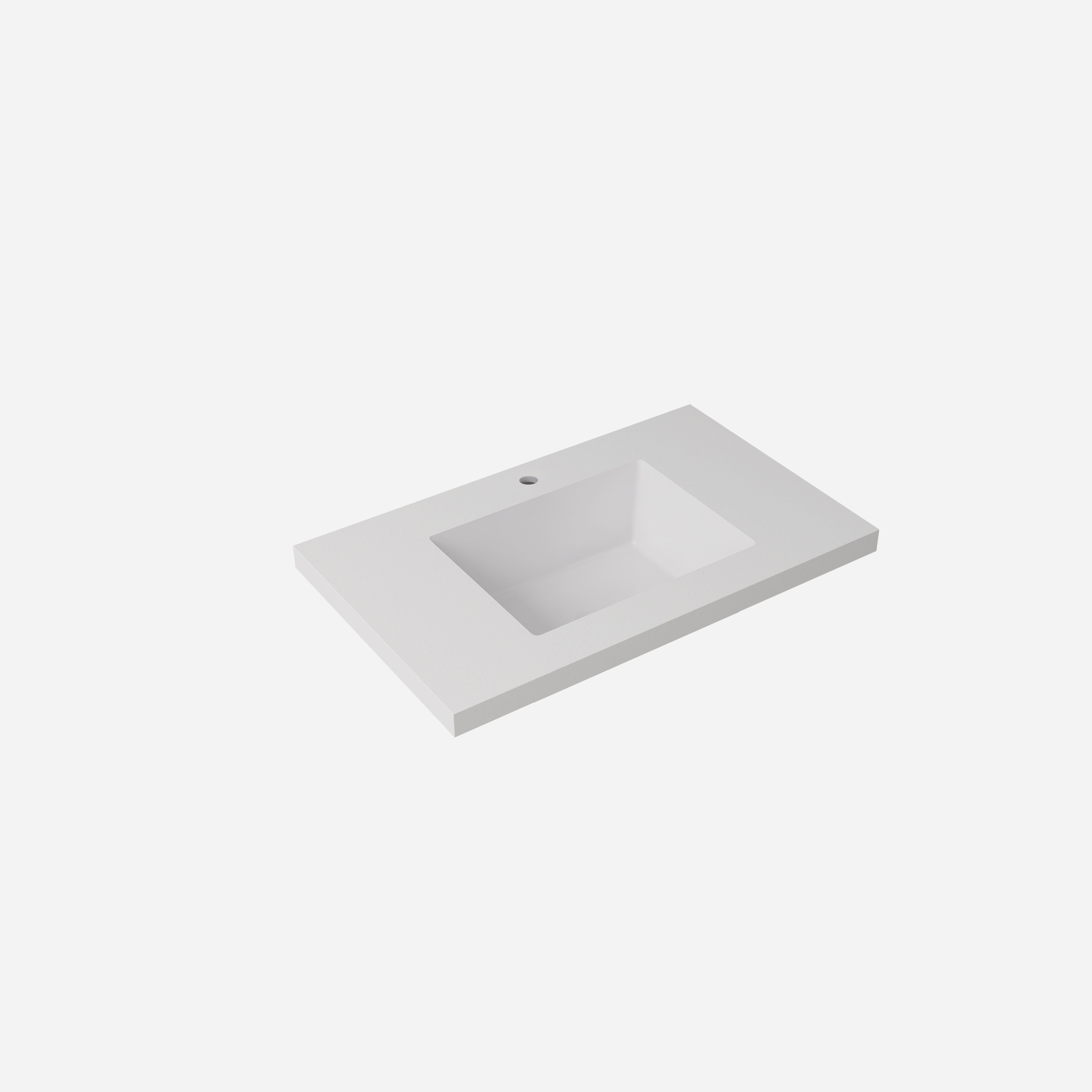 Plain White Undermount Sintered Stone Top With Seamless Ceramic Basin With Tap Hole
