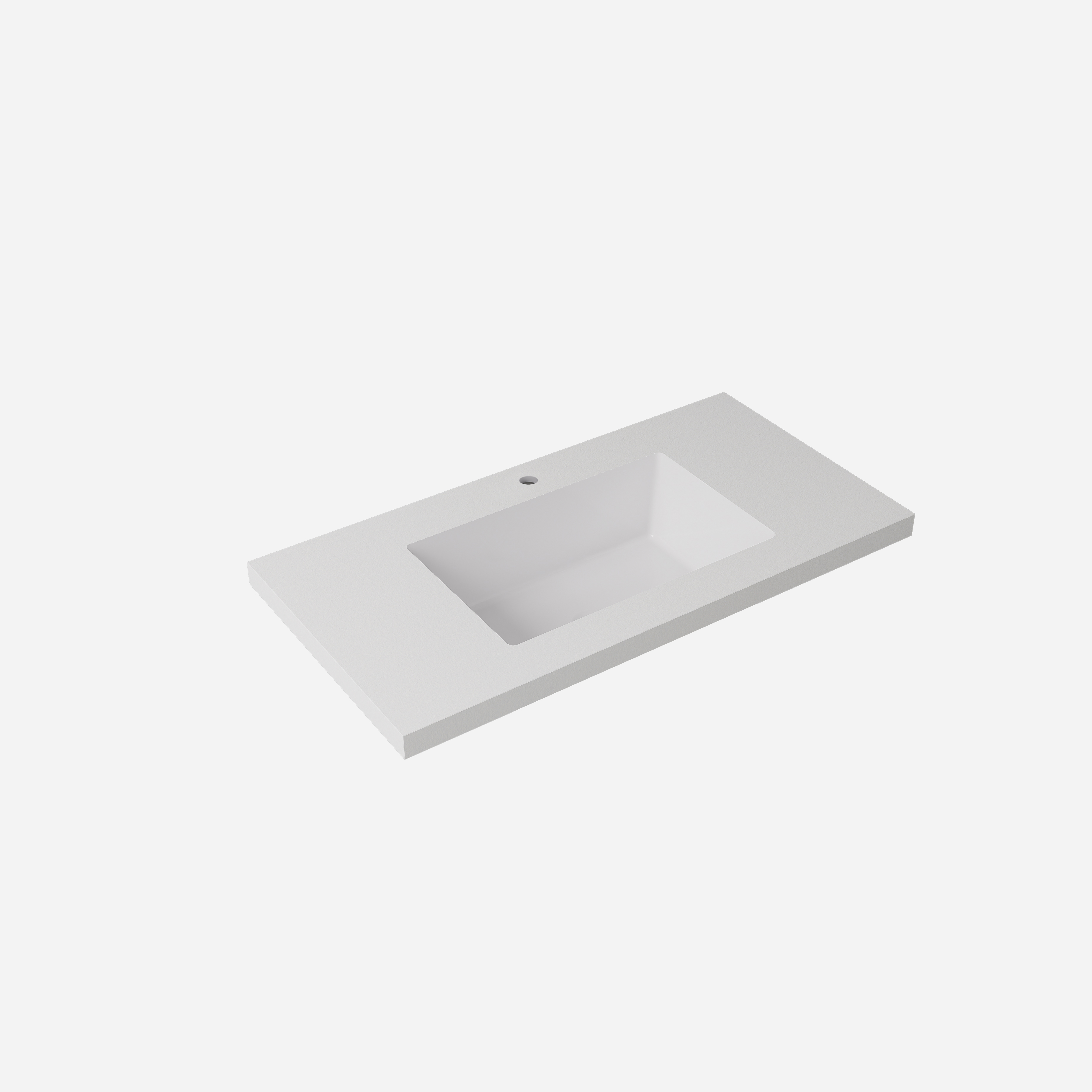 Plain White Undermount Sintered Stone Top With Seamless Ceramic Basin With Tap Hole