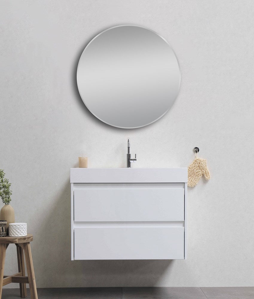 700mm Matte Brushed Nickel Non-Luminous Framed Round Mirror
