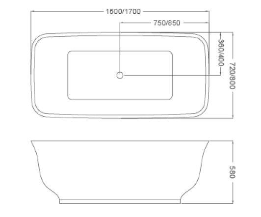 Libra 1700mm Freestanding Gloss White Bathtub - Living and Bathroom