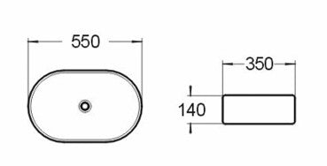 Gloss Black Above Counter Art Basin 550*350*140mm Above counter basin