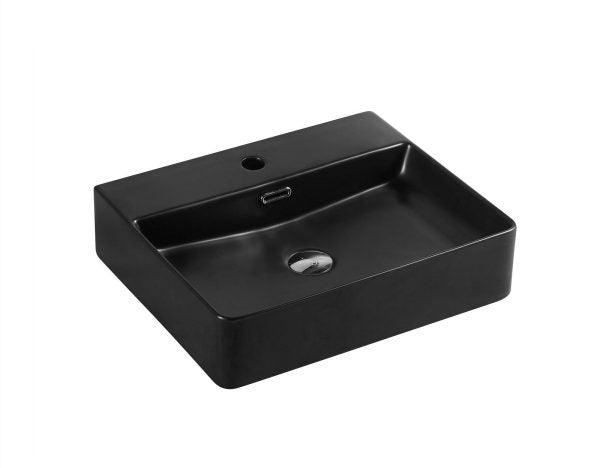 Marsay 73S Matt Black Wall Hung Rectangular Basin - Living and Bathroom