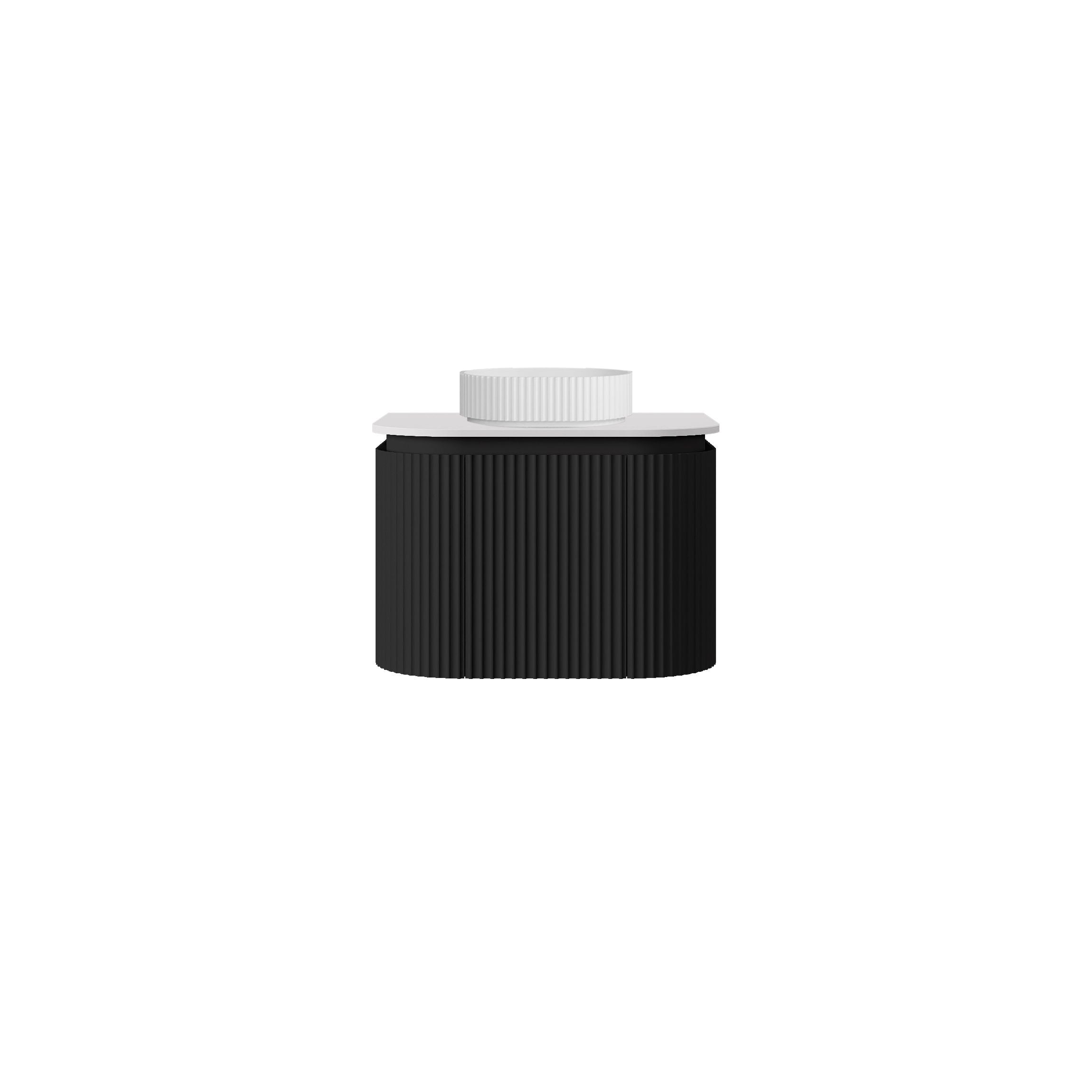 Estella Modern Curve Wall Hung Vanity PVC Cabinet Matte Black