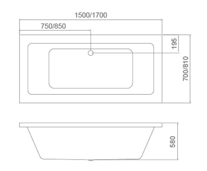 Mira 1700mm Embedded Bathtub – Gloss White - Living and Bathroom