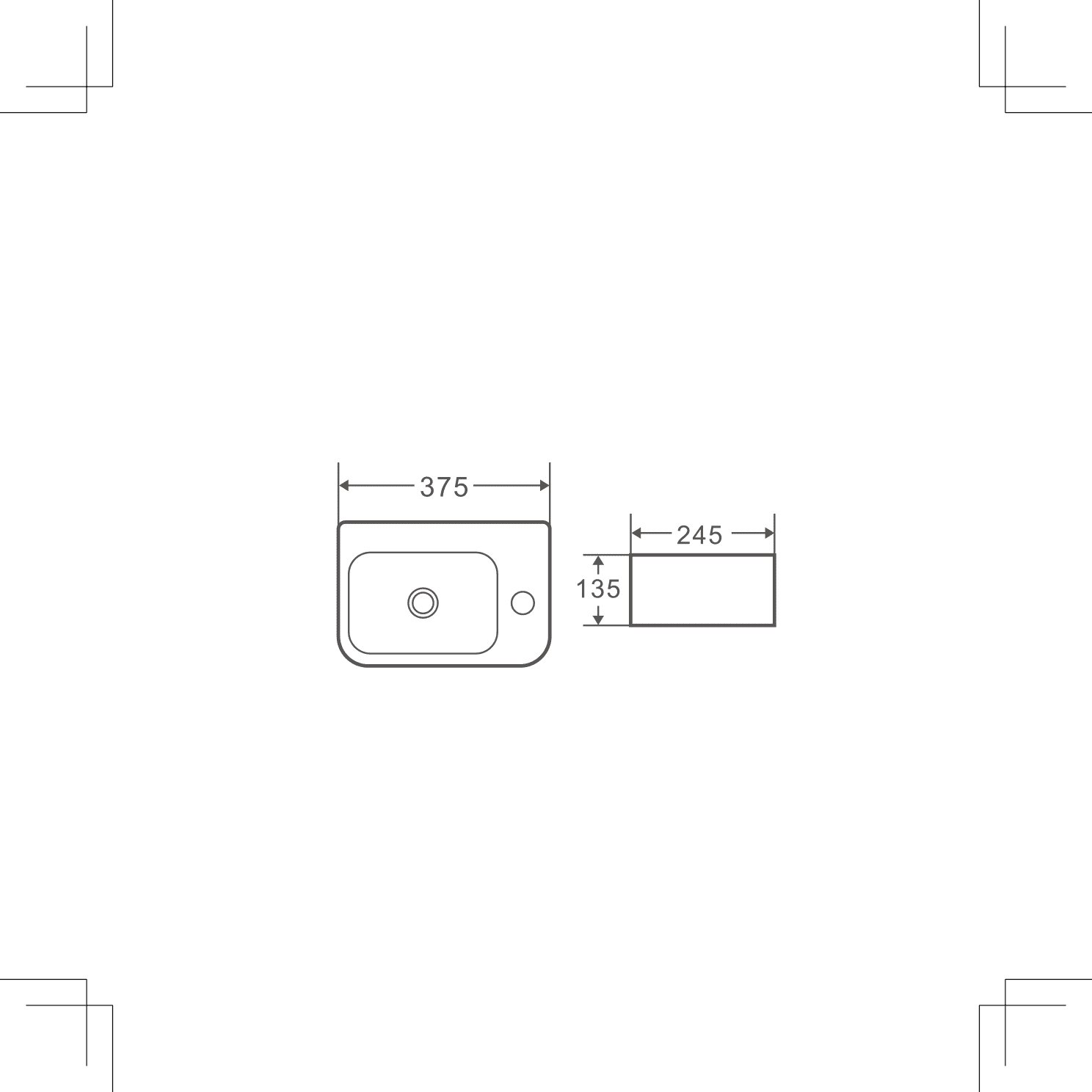 Mini 37R Compact Wall Hung Basin - Living and Bathroom