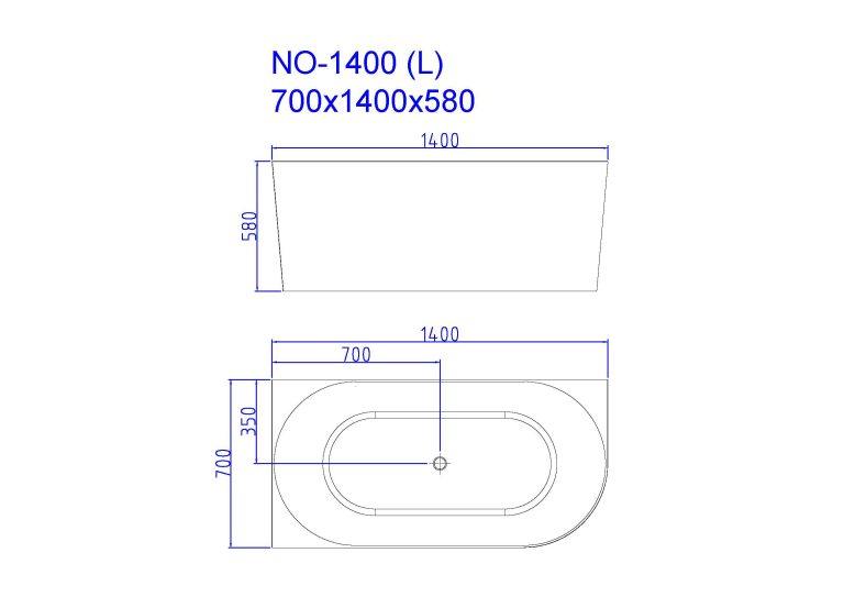 Nova 1400mm Left-Hand Corner Gloss White Bathtub - Living and Bathroom