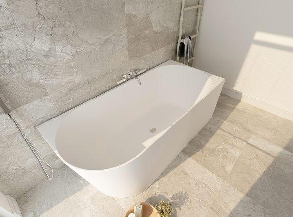 Nova 1700mm Right-Hand Corner Gloss White Bathtub - Living and Bathroom